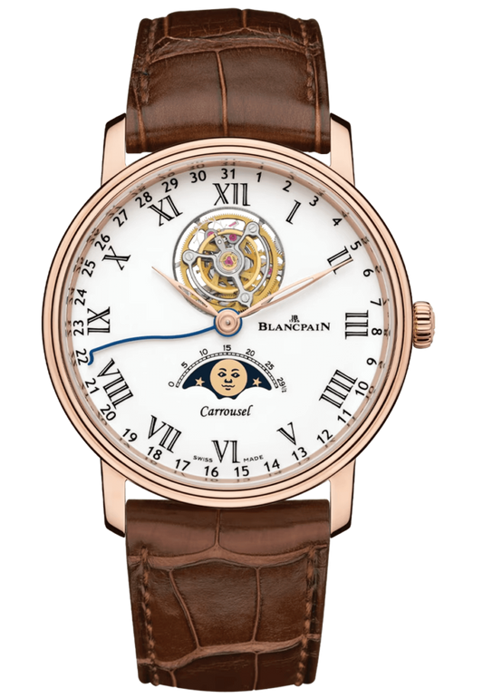 Blancpain Villeret Carrousel Phases de Lune Red Gold Alligator Men's Watch - 6622L 3631 55B