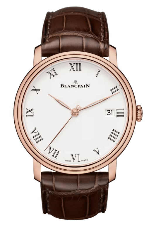 Blancpain Villeret 8 Jours Opaline Red Gold Alligator Men's Watch - 6630 3631 55B