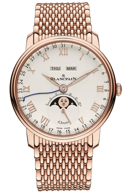 Blancpain Villeret Quantieme Complet 8 Jours Opaline Red Gold Men's Watch - 6639 3642 MMB