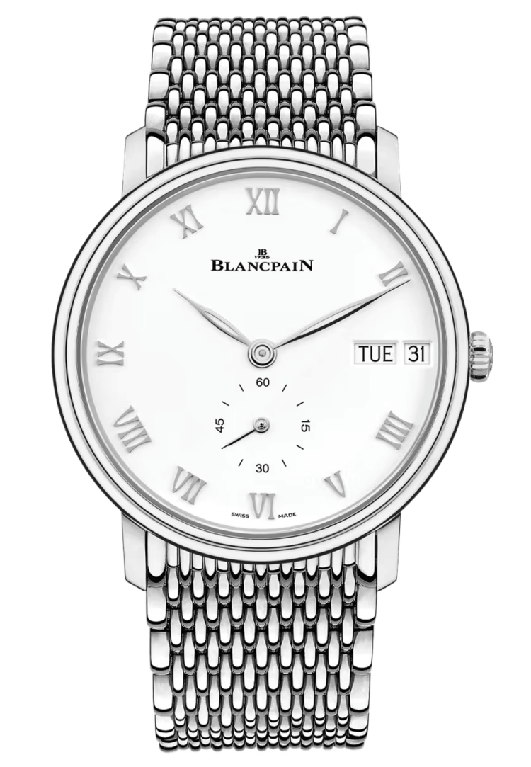 Blancpain Villeret Jour Date Mille Mailles Steel Men's Watch - 6652 1127 MMB