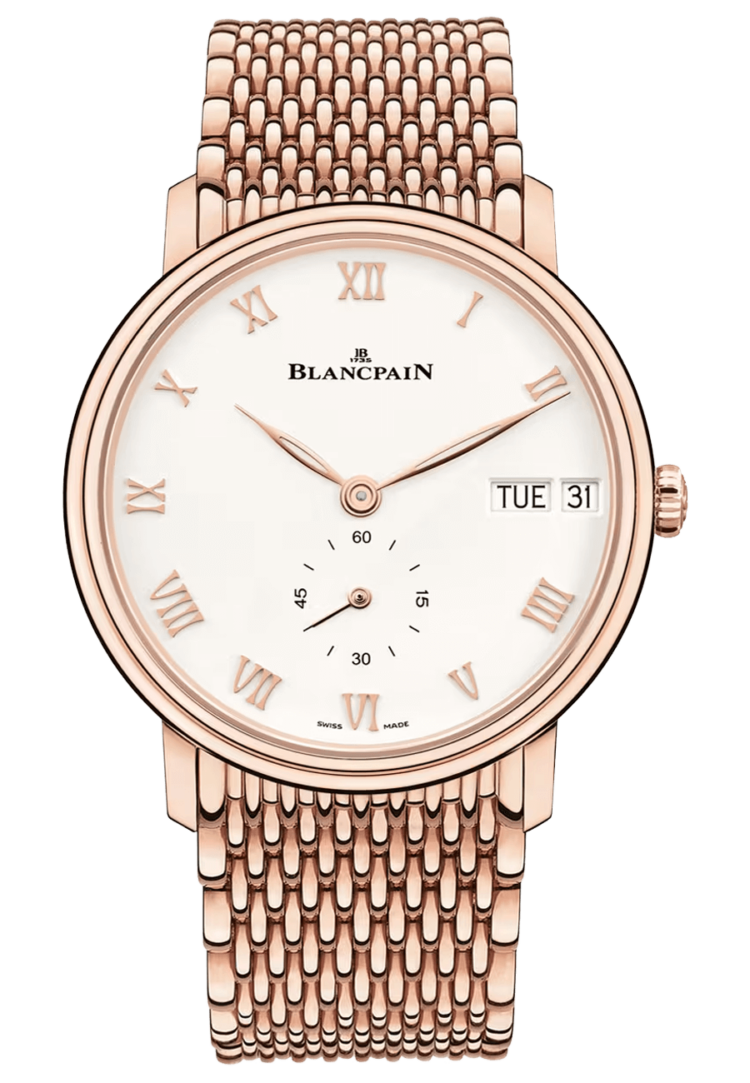 Blancpain Villeret Jour Date Mille Mailles Red Gold Men's Watch - 6652 3642 MMB