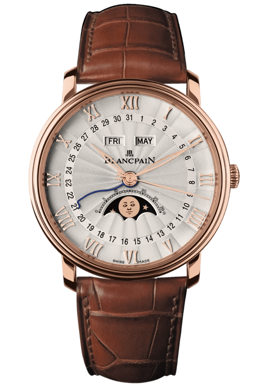 Blancpain Villeret Quantieme Complet Demi-Savonnette Red Gold Alligator Men's Watch - 6664 3642 55B