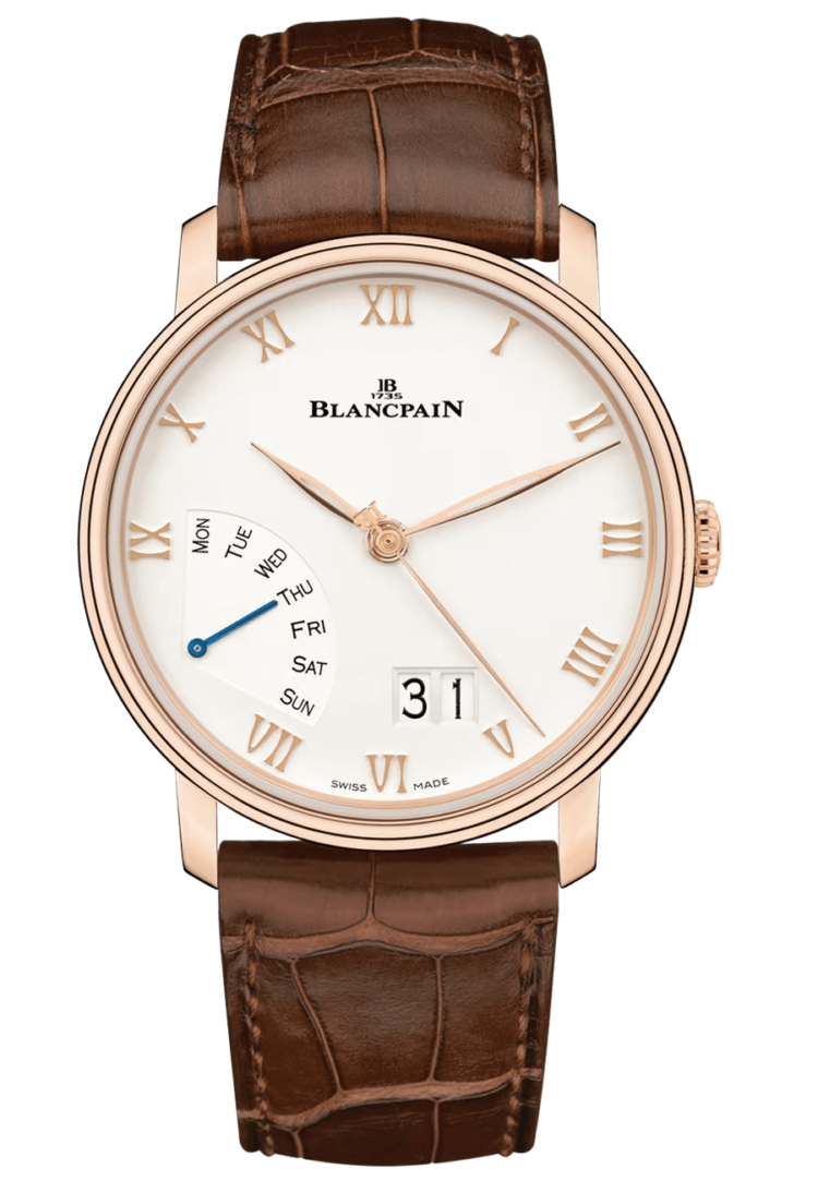 Blancpain Villeret Grande Date Jour Retrograde Red Gold Alligator Men's Watch - 6668 3642 55A