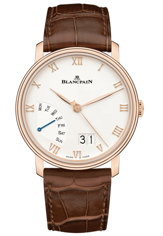 Blancpain Villeret Grande Date Jour Retrograde Red Gold Alligator Men's Watch - 6668 3642 55A