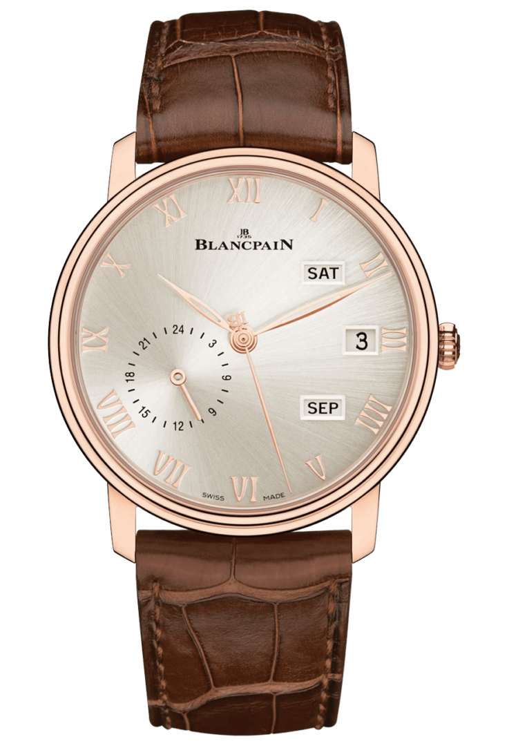 Blancpain Villeret Quantieme Annuel GMT Red Gold Alligator Men's Watch - 6670A 3642 55B