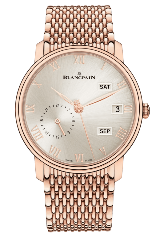 Blancpain Villeret Quantieme Annuel GMT Mille Mailles Red Gold Men's Watch - 6670A 3642 MMB