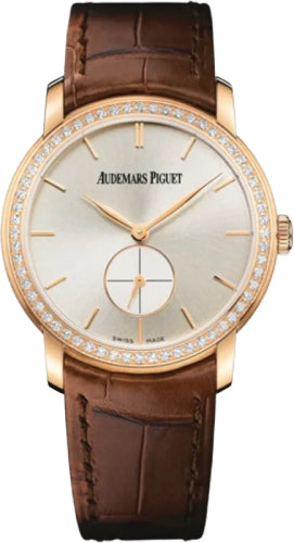 Audemars Piguet Jules Audemars Small Seconds 33mm Silver Index Diamond Bezel Rose Gold Leather | 77239OR.ZZ.A088CR.01