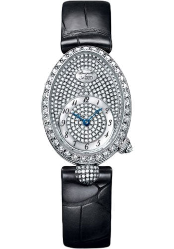 Breguet Reine de Naples 8928 - White Gold Case - Diamond Paved Dial - Black Leather Strap - 8928BB/8D/944/DD0D3L