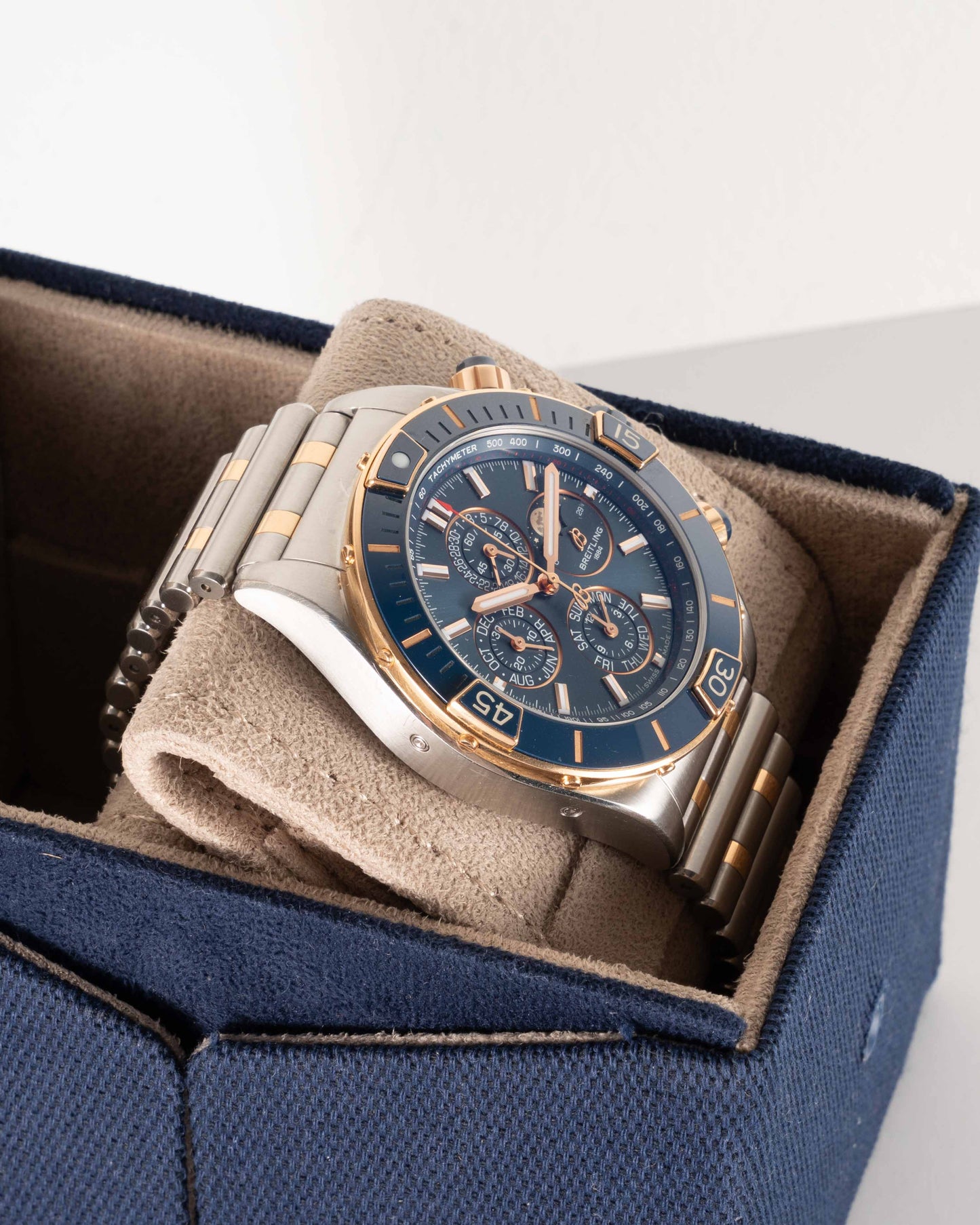 Breitling Chronomat Four Year Calendar U19320161C1U1 Rose Gold Blue Dial 44mm
