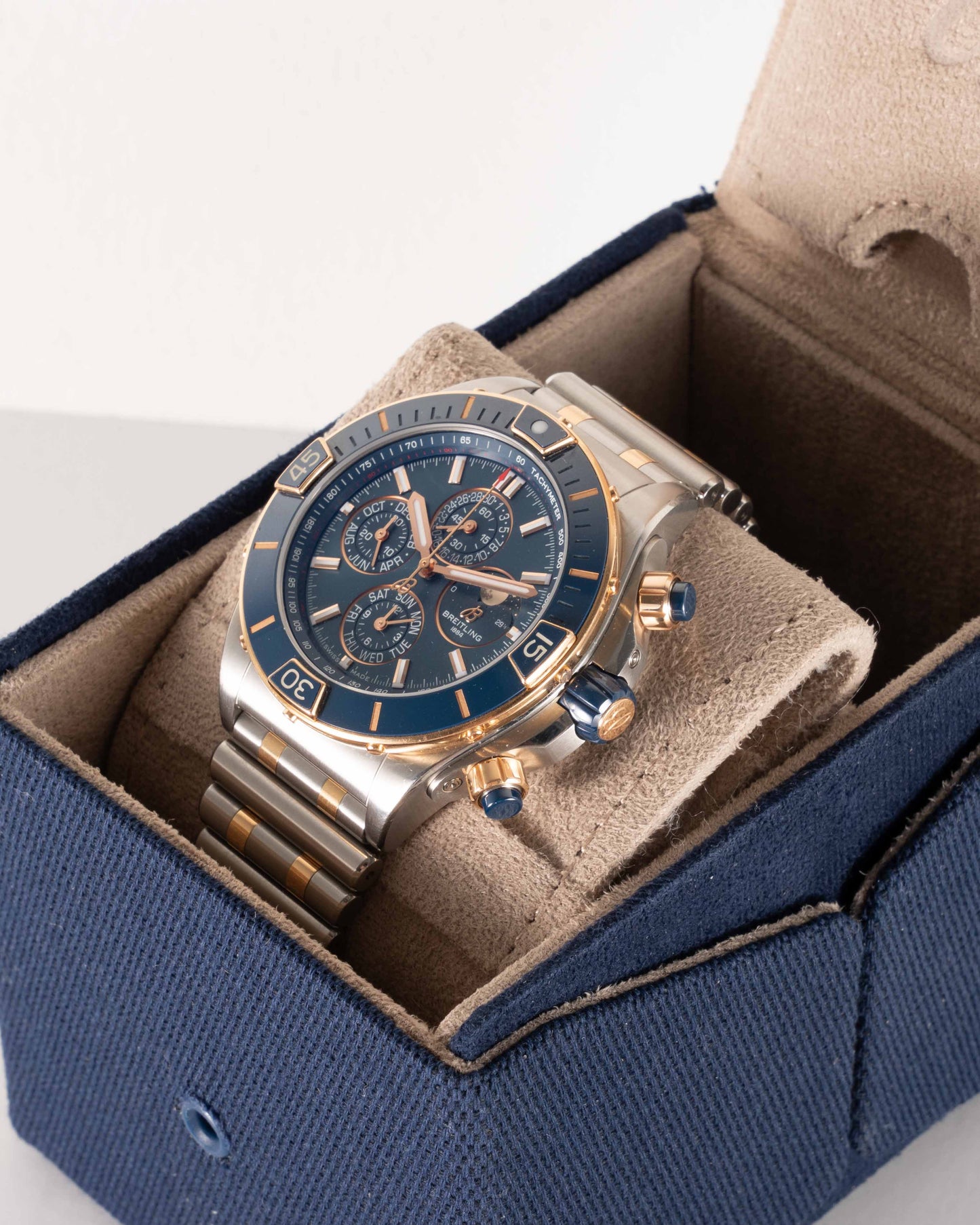 Breitling Chronomat Four Year Calendar U19320161C1U1 Rose Gold Blue Dial 44mm