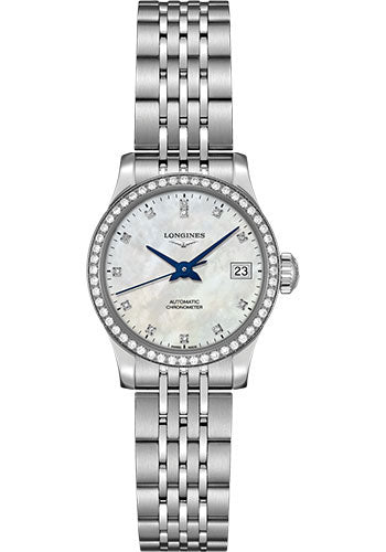 Longines Record collection Watch - 26 mm Steel Diamond Case - White Mother-Of-Pearl Diamond Dial - Bracelet - L2.320.0.87.6