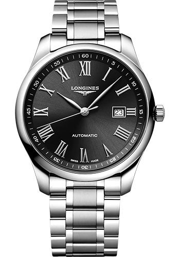 Longines Master Collection Automatic Watch - 42 mm Steel Case - Black Roman Dial - Bracelet - L2.893.4.59.6