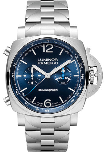 Panerai Luminor Chrono - 44mm Brushed Steel Case - Blue Sun-Brushed Dial - PAM01110