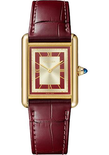 Cartier Tank Louis Cartier Watch - 33.7 mm x 25.5 mm Yellow Gold Case - Opaline Dial - Claret Alligator Strap - WGTA0059