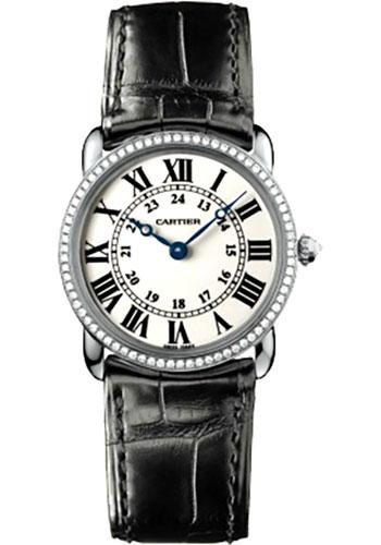 Cartier Ronde Louis Cartier Watch - Small White Gold Diamond Case - Alligator Strap - WR000251