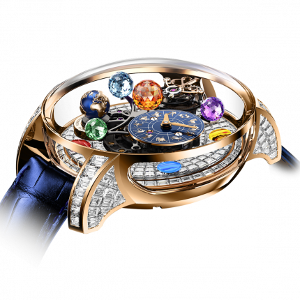 Jacob & Co. Astronomia Solar Baguette Jewelry Planets Zodiac Rose Gold AS910.40.BD.BD.A