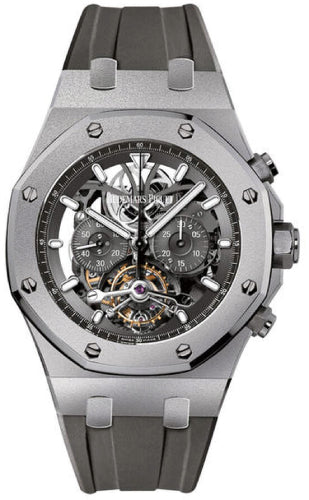 Audemars Piguet Royal Oak Tourbillon Chronograph 44mm Openworked Index Titanium Rubber | 26347TI.GG.D004CA.01