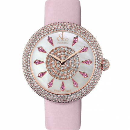 Jacob & Co. Brilliant Half Pave Rose Gold Pink Sapphires 38 mm BQ020.40.RH.KC.A