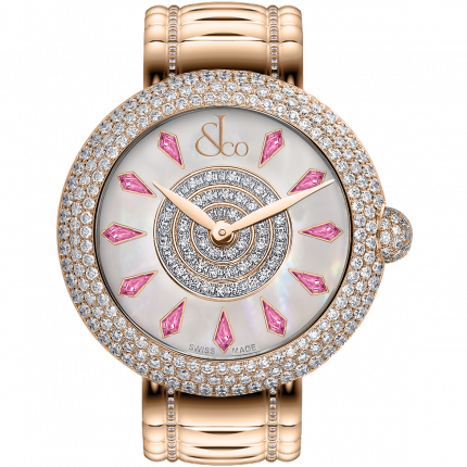 Jacob & Co. Brilliant Half Pave Rose Gold Couture Pink Sapphires 38 mm BQ020.40.RH.KC.A40RA