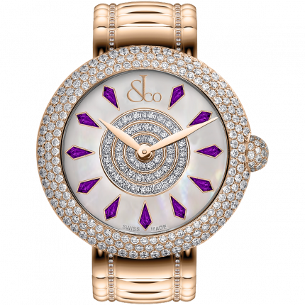 Jacob & Co. Brilliant Half Pave Rose Gold Couture Amethyst Sapphires 38 mm BQ020.40.RH.KH.A40RA