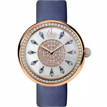 Jacob & Co. Brilliant One Row Rose Gold Blue Sapphires 38 mm BQ020.40.RO.KF.A