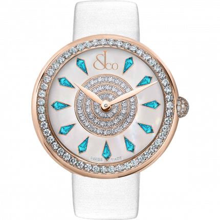 Jacob & Co. Brilliant One Row Rose Gold Icy Blue Sapphires 38 mm BQ020.40.RO.KG.A