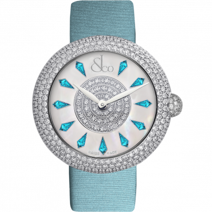 Jacob & Co. Brilliant Half Pave Icy Blue Sapphires 44 mm BQ030.10.RH.KG.A