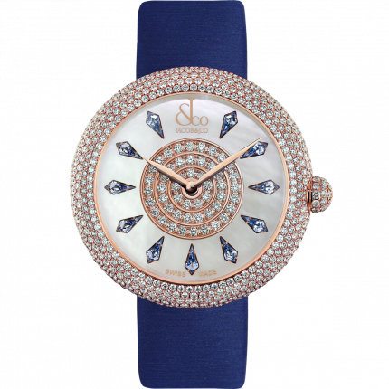 Jacob & Co. Brilliant Half Pave Rose Gold Blue Sapphires 44 mm BQ030.40.RH.KF.A