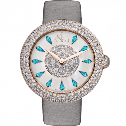 Jacob & Co. Brilliant Half Pave Rose Gold Icy Blue Sapphires 44 mm BQ030.40.RH.KG.A