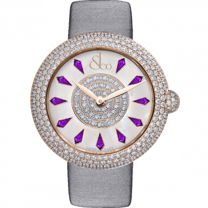 Jacob & Co. Brilliant Half Pave Rose Gold Amethyst Sapphires 44 mm BQ030.40.RH.KH.A