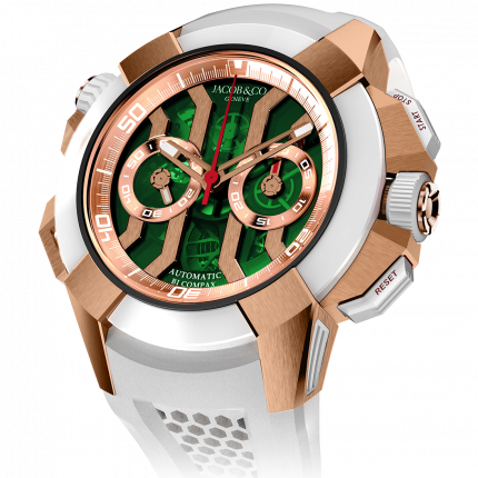 Jacob & Co. Epic X Chrono Rose Gold Green Dial Satin Finished 47 mm EC312.42.SB.GN.A