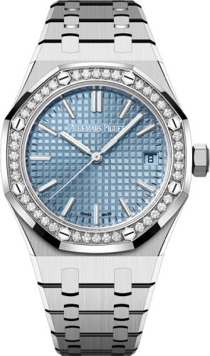 Audemars Piguet Royal Oak Stainless Steel 37mm Light Blue Dial Diamond Bezel | 15551ST.ZZ.1356ST.04