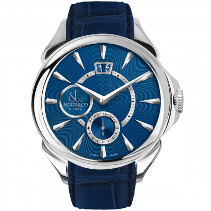 Jacob & Co. Palatial Classic Manual Big Date Steel Blue Guilloche Dial 42 mm PC400.10.NS.AC.A