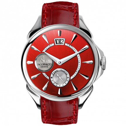 Jacob & Co. Palatial Classic Manual Big Date Red Sunray Dial Steel Case 42 mm PC400.10.NS.NH.A