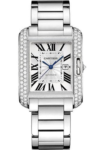 Cartier Tank Anglaise Watch - Medium White Gold Diamond Case - WT100009